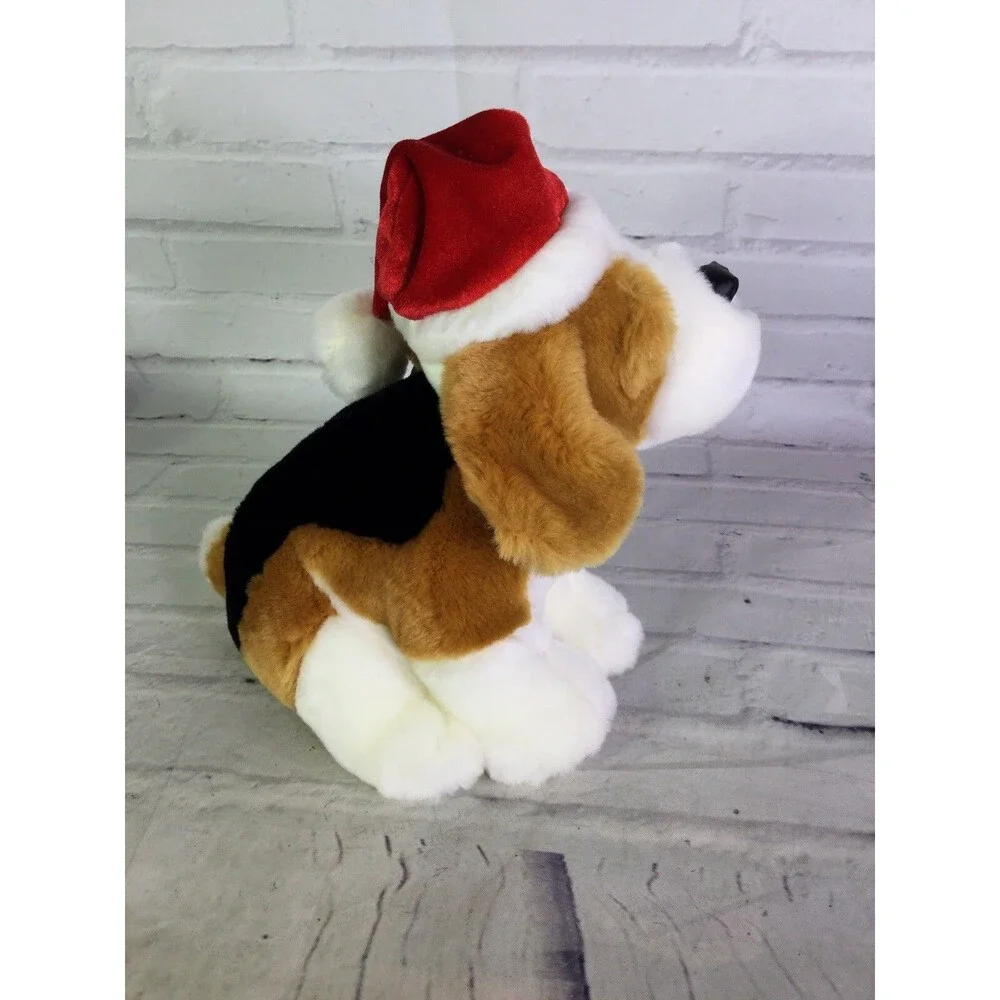 Russ Berrie Christmas Buddy Beagle Puppy Dog Plush Stuffed Animal Toy Tan Black